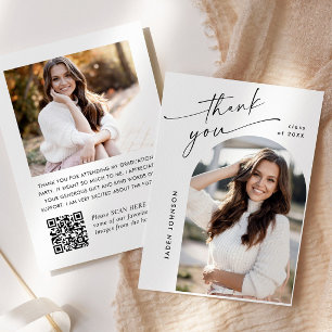 Elegant - minimalistisk Studenten 2-foto QR-kod Tack Kort