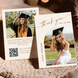 Elegant - minimalistisk Studenten 2-foto QR-kod Tack Kort
