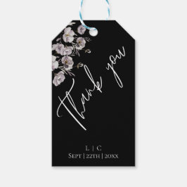 Elegant minimalistisk svart, akvarell Tack Presentetikett