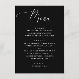 Elegant Minimalistisk svart kalligrafi Bröllop Meny
