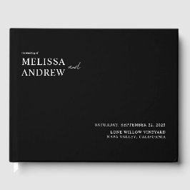 Elegant Minimalistisk svart och vit Bröllop Gästböcker