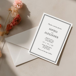 Elegant Minimalistisk svart och vit Bröllop Inbjudningar