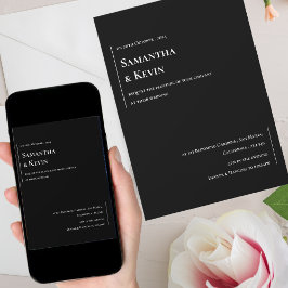 Elegant minimalistisk svart och vit Bröllop Inbjudningar