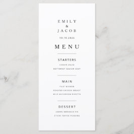 Elegant Minimalistisk Svart Och Vit Bröllop Meny