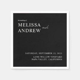 Elegant Minimalistisk svart och vit Bröllop Pappersservett