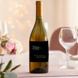 Elegant Minimalistisk svart och vit Bröllop Vinflaska Etikett