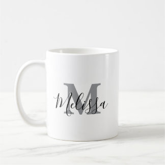Elegant minimalistisk svart och vit chic anpassad kaffemugg