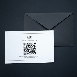 Elegant Minimalistisk svart och vit monogram Bröll OSA Kort