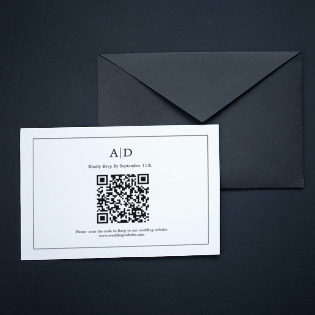Elegant Minimalistisk svart och vit monogram Bröll OSA Kort (Skapare uppladdad)