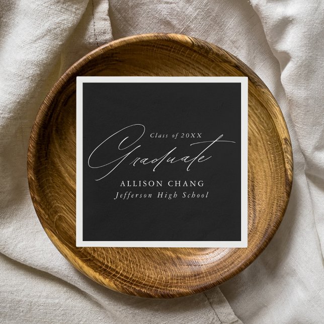 Elegant Minimalistisk svart och vit Studenten Pappersservett (Skapare uppladdad)