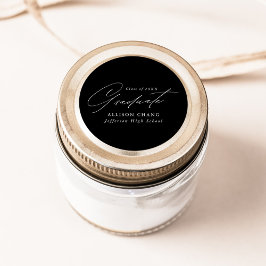 Elegant Minimalistisk svart och vit Studenten Runt Klistermärke