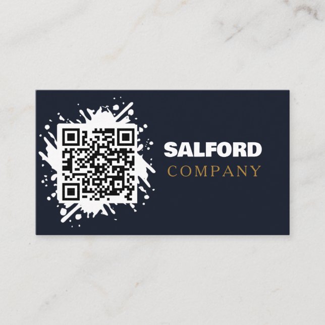 Elegant minimalistisk svart QR-kod  Visitkort (Framsida)