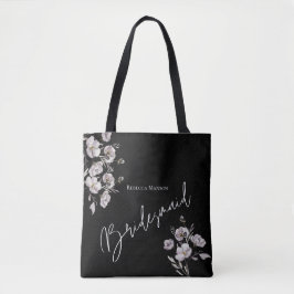 Elegant minimalistisk svart, vattenfärg Bridesmaid Tygkasse
