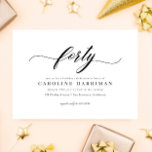 Elegant Minimalistisk svart vit 40:e födelsedag Pa Inbjudningar<br><div class="desc">Fira en milstolpe med stil med hjälp av denna elegant minimalistisk inbjudan till 40-dagars festfest. Perfekt för dem som uppskattar enkelhet och sofistikering har den här inbjudan en slimmad svart bakgrund med skarp vit text,  som skapar ett slående men underskattat utseende.</div>