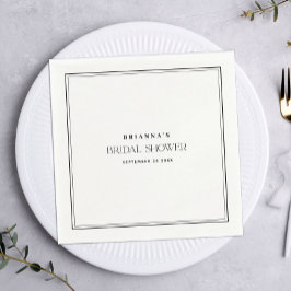 Elegant minimalistisk svart & vit bröllopsdusch pappersservett