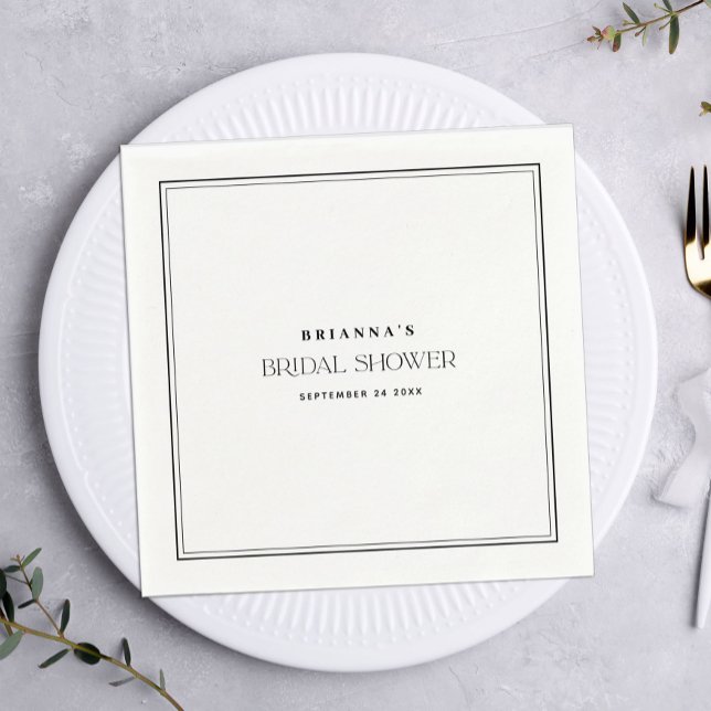 Elegant minimalistisk svart & vit bröllopsdusch pappersservett (Skapare uppladdad)