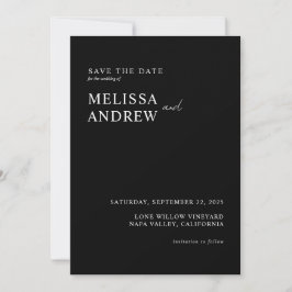 Elegant minimalistisk svart-vit bröllopsfest spara datumet