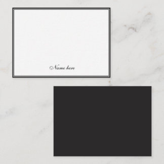 Elegant minimalistisk svart & vit dubbel kant anteckningskort