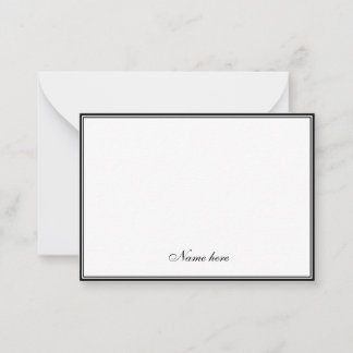 Elegant minimalistisk svart & vit dubbel kant anteckningskort