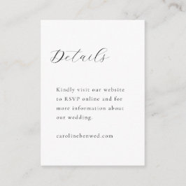 Elegant minimalistisk svart vit kalligrafi bröllop tilläggskort
