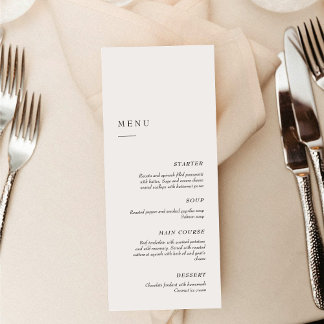 Elegant minimalistisk svart & vit | Middag Bröllop Meny
