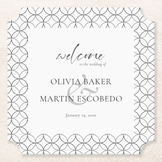 Elegant - minimalistisk svart vit underlägg papper (Framsida)