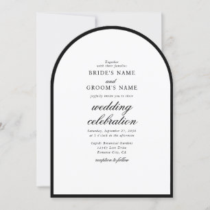 Elegant Minimalistisk svartvit Bröllop Inbjudningar
