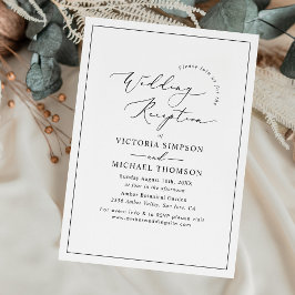Elegant Minimalistisk svartvit bröllopsmottagning Inbjudningar