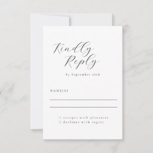 Elegant Minimalistisk svartvit kalligrafi Bröllop OSA Kort