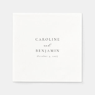 Elegant Minimalistisk svartvit kalligrafi Bröllop Pappersservett