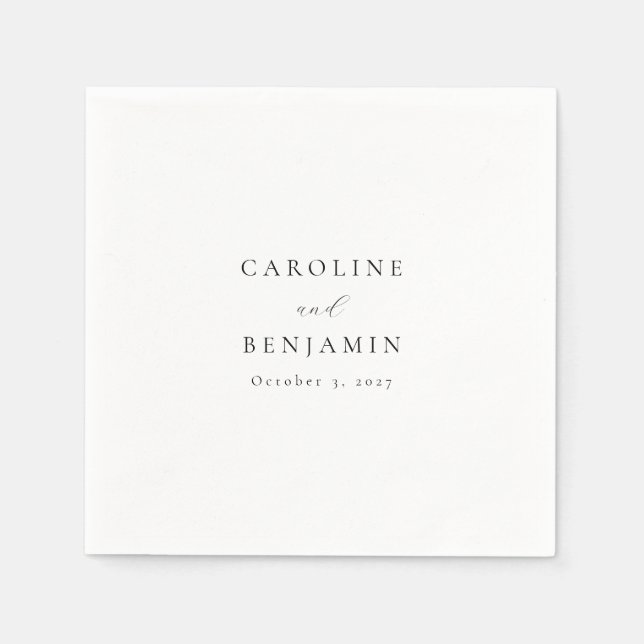 Elegant Minimalistisk svartvit kalligrafi Bröllop Pappersservett (Framsidan)