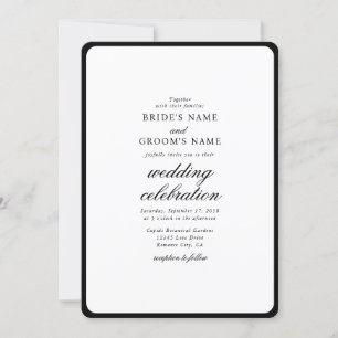 Elegant Minimalistisk svartvit monogram Bröllop Inbjudningar