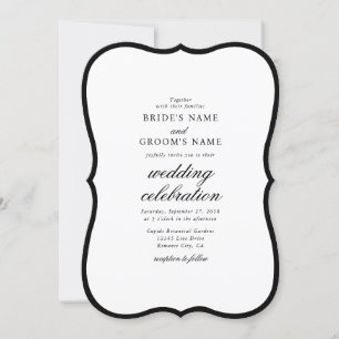 Elegant Minimalistisk svartvit monogram Bröllop Inbjudningar