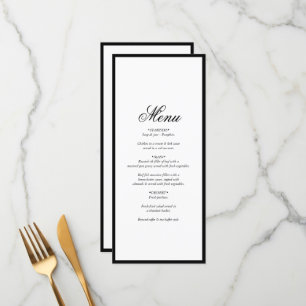 Elegant Minimalistisk svartvit monogram Bröllop Meny
