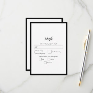 Elegant Minimalistisk svartvit monogram Bröllop OSA Kort