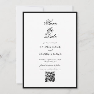Elegant Minimalistisk svartvit monogram Bröllop Spara Datumet