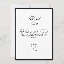 Elegant Minimalistisk svartvit monogram Bröllop Tack Kort