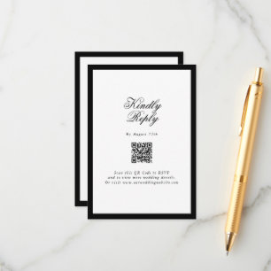 Elegant Minimalistisk svartvit monogram Bröllop Tilläggskort