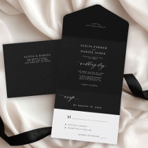 Elegant minimalistisk svartvit mörk bröllop
