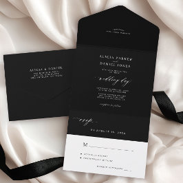 Elegant minimalistisk svartvit mörk bröllop