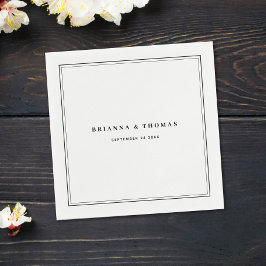 Elegant Minimalistisk svartvitt Bröllop Pappersservett