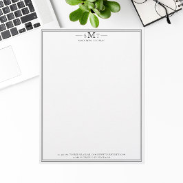 Elegant minimalistisk tre bokstävers monogram brevhuvud