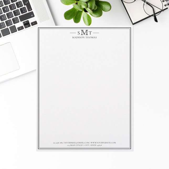 Elegant minimalistisk tre bokstävers monogram brevhuvud (Skapare uppladdad)