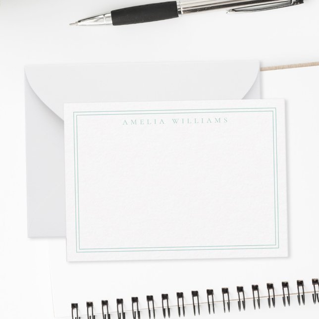 Elegant Minimalistisk turkos två Gräns Anteckningskort (Skapare uppladdad)