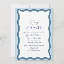 Elegant Minimalistisk Vågigt Hett Blått vattenfärg