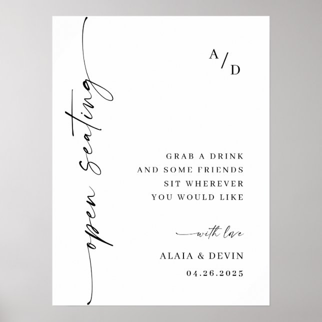 Elegant Minimalistisk välkomstlista Bröllop Callig Poster (Framsidan)