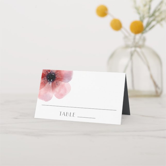 Elegant Minimalistisk vattenfärgsdiskett Bröllop  Placeringskort (Framsida)