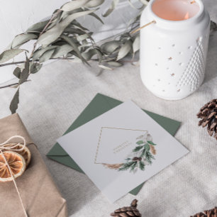 Elegant Minimalistisk vattenfärgsutandning vid jul Julkort