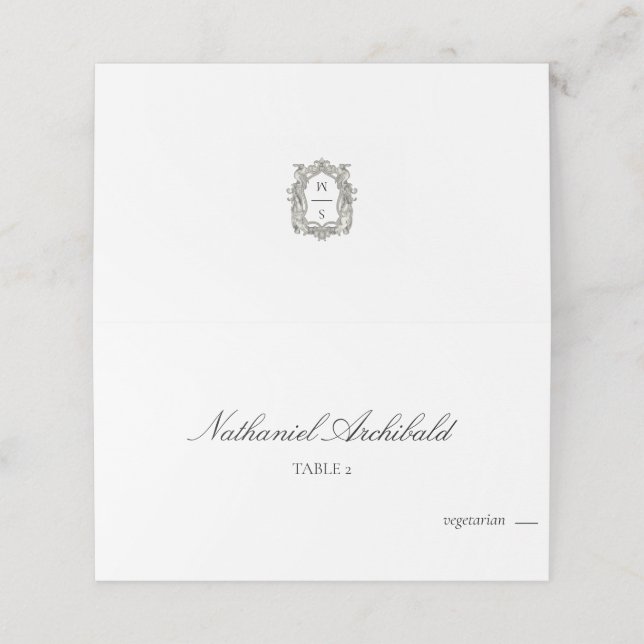 Elegant & minimalistisk vigsel med måltidsval placeringskort (Utvändigt utvikt)