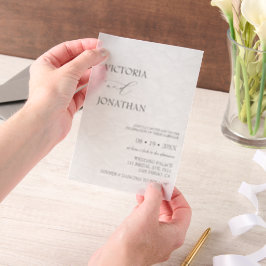 Elegant minimalistisk vit bröllopsinbjudan